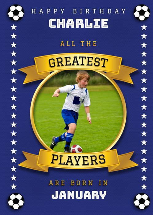 Football Legends Photo Upload Birthday Card