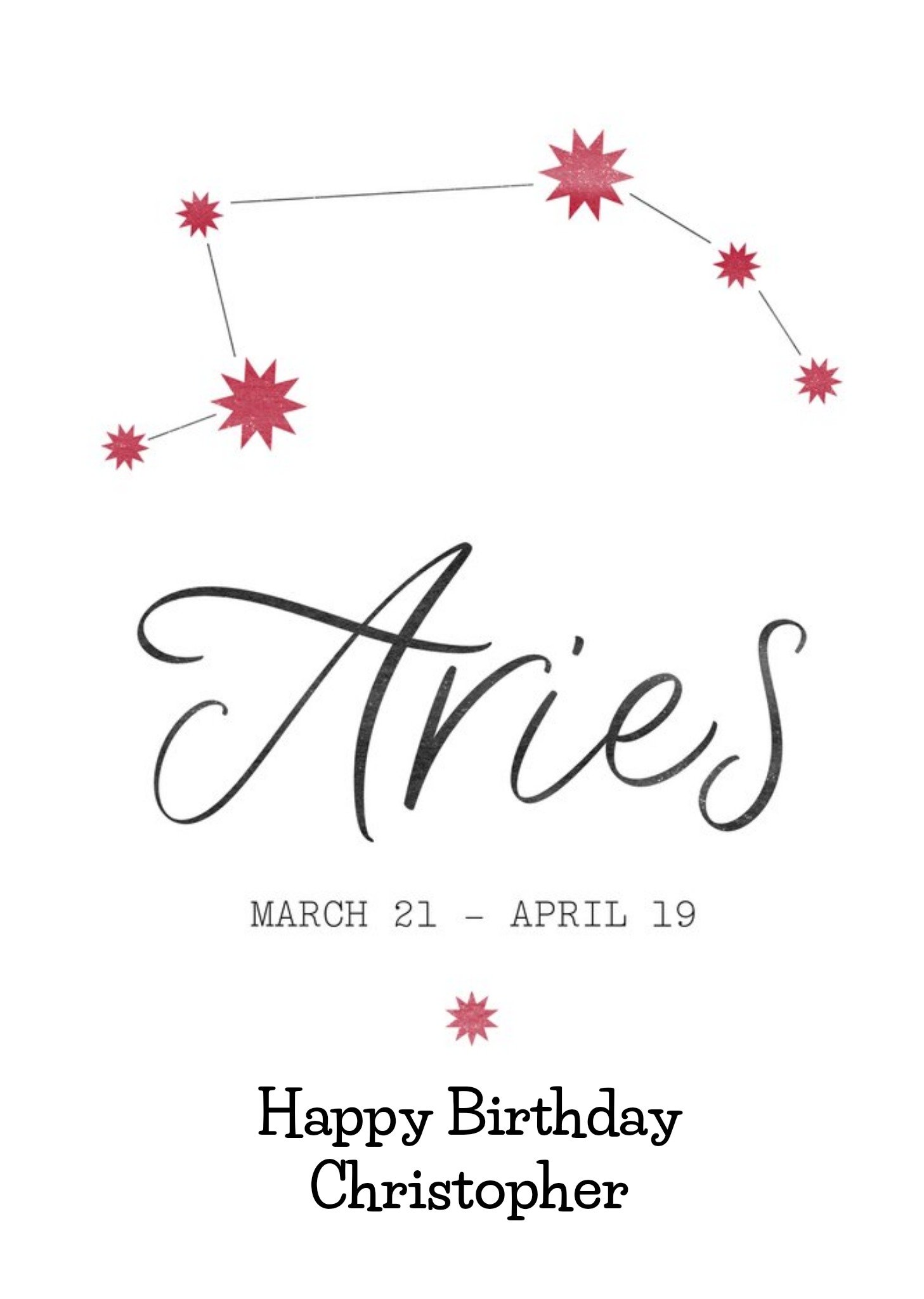Moonpig Aries Zodiac Sign Birthday Card