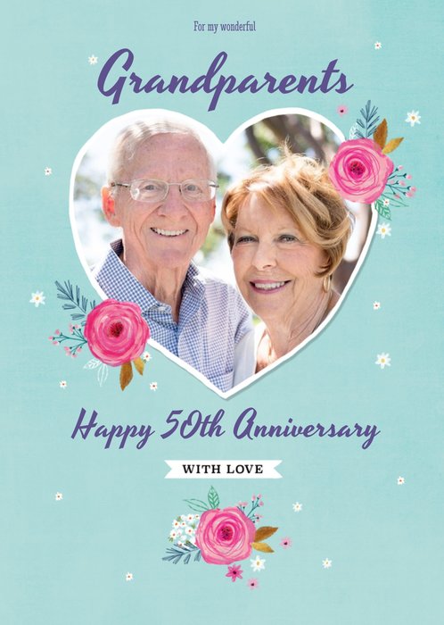 Colette Barker Wonderful Grandparents Photo Upload Anniversary Card