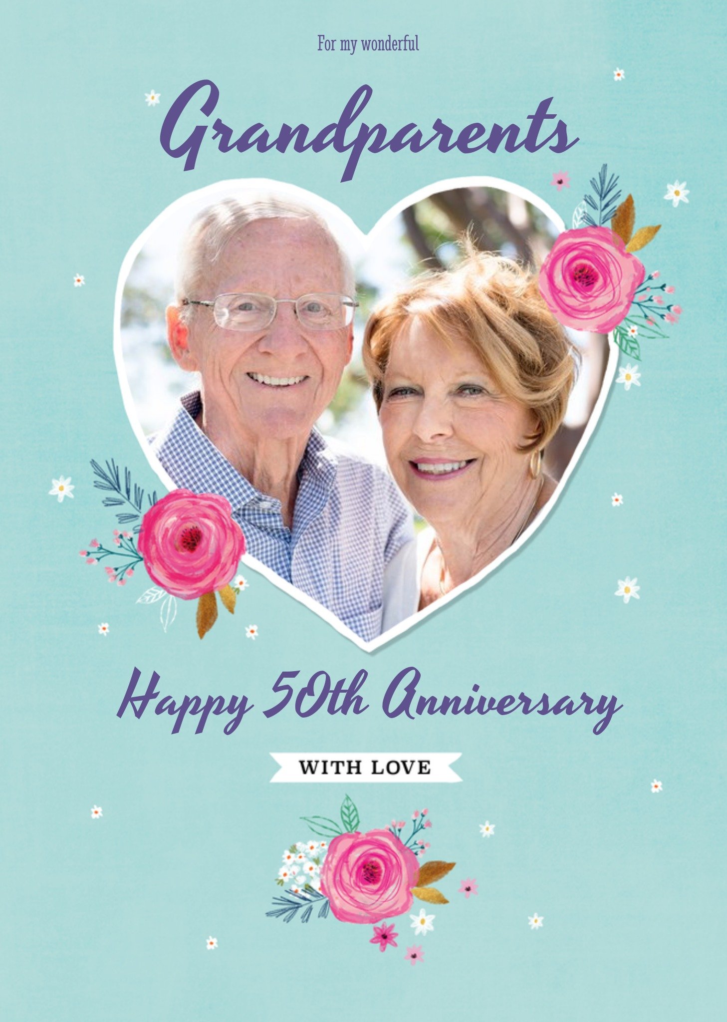 Moonpig Colette Barker Wonderful Grandparents Photo Upload Anniversary Card