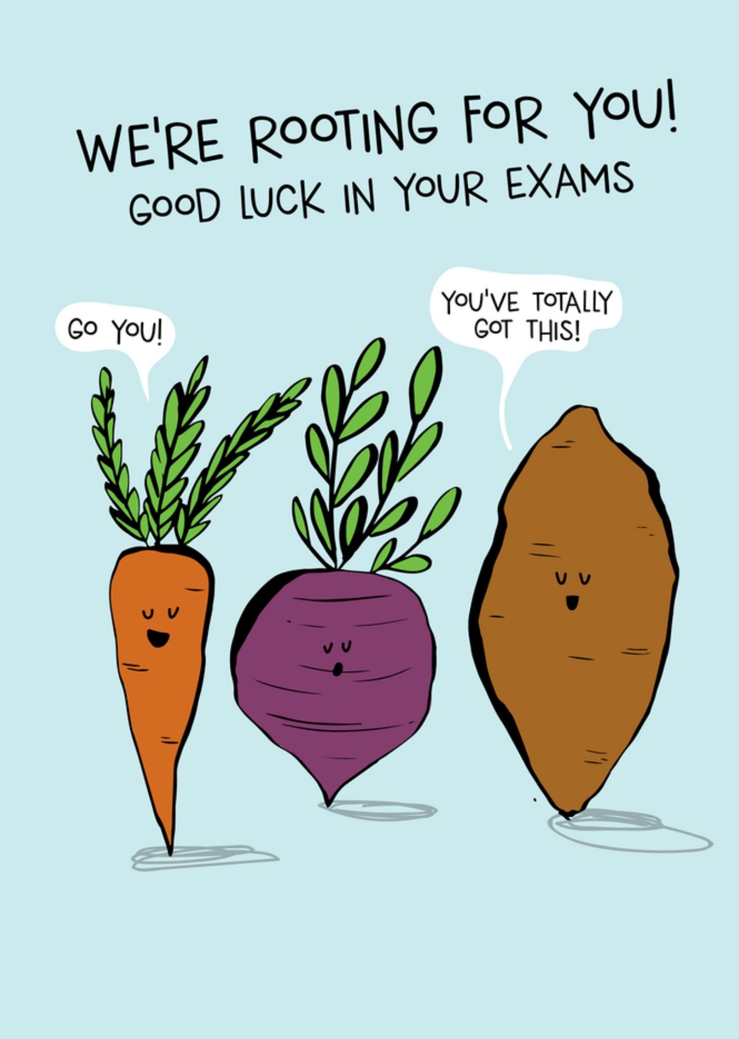 Moonpig WeâRe Rooting For You Exam Motivational Illustrated Card