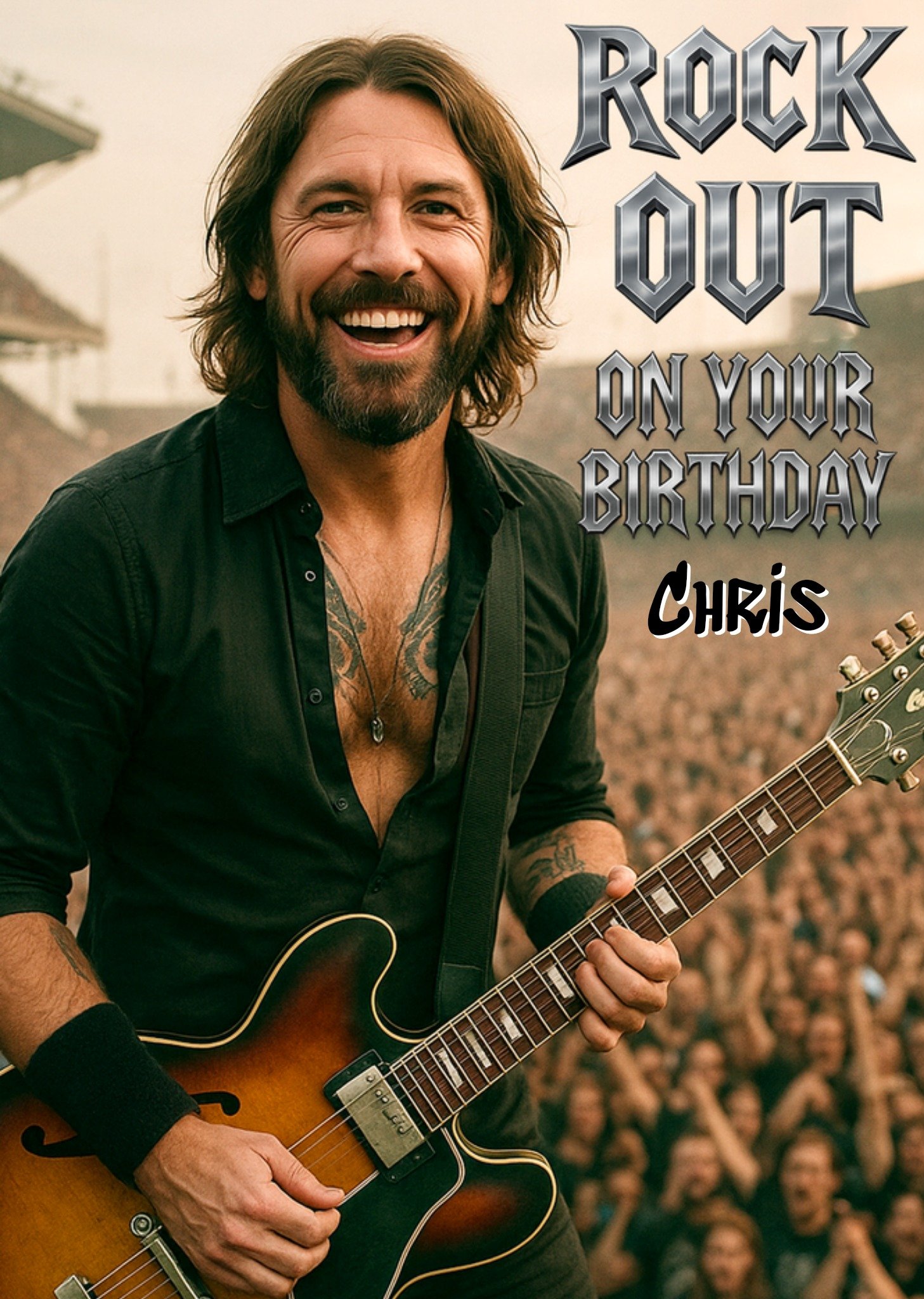 Moonpig Rock Out On Your Birthday Face Swap Card