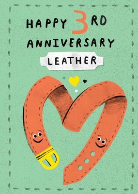 Happy 3rd Anniversary Leather Card