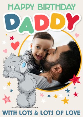 Tatty Teddy Eating Strawberries and Cream Father's Day Text Editable and Photo Upload Card