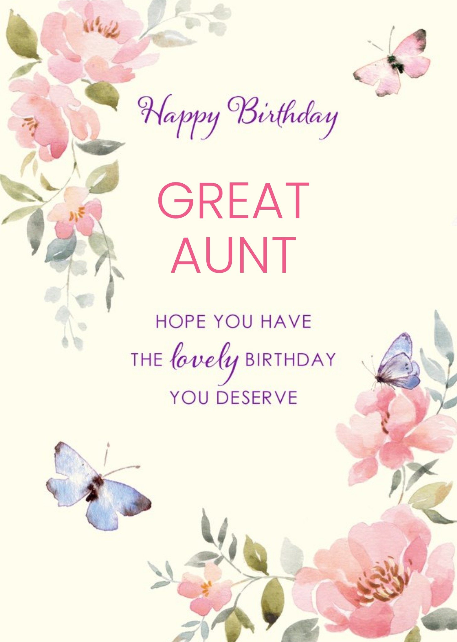 Moonpig Illustrated Floral Butterfly Adult Card