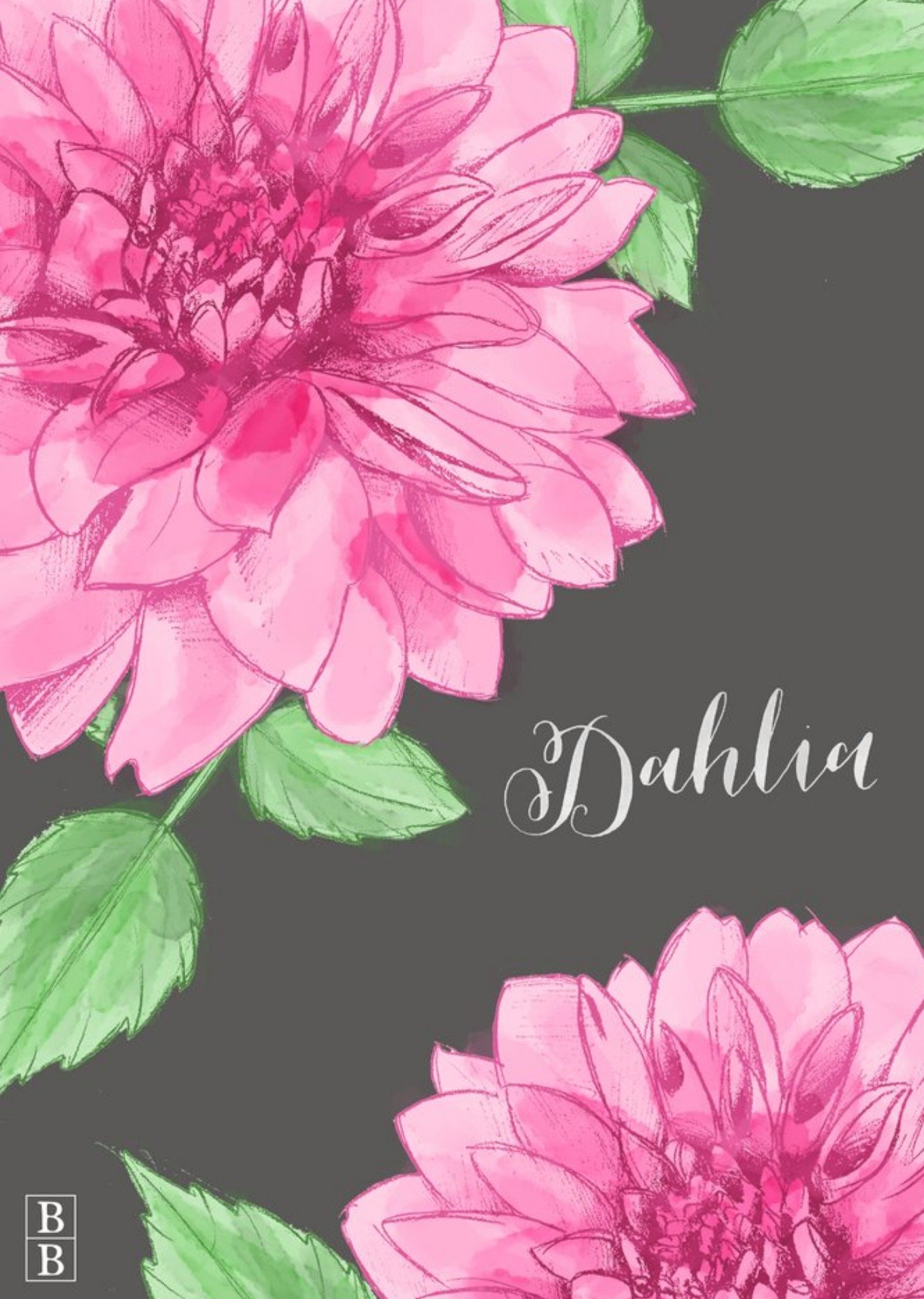 Moonpig Bright Pink Dahlia Flower Personalised Card