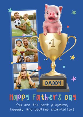 Best Playmate Hugger And Bedtime Storyteller Photo Upload Father's Day Card