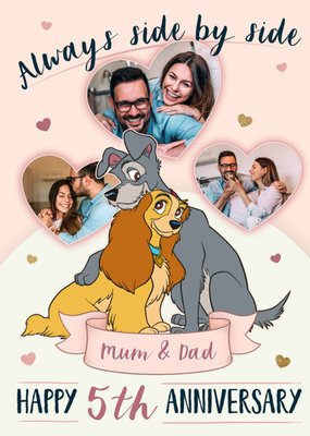 Disney Lady And The Tramp Mum & Dad Photo Upload Anniversary Card