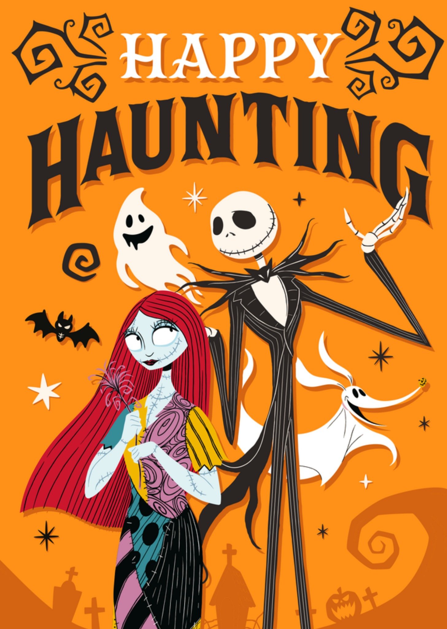 Disney Nightmare Before Christmas Jack Sally And Zero Happy Haunting Card