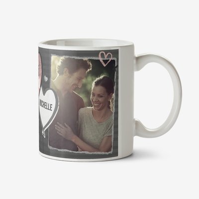 Love You Heart Grey Photo Upload Mug