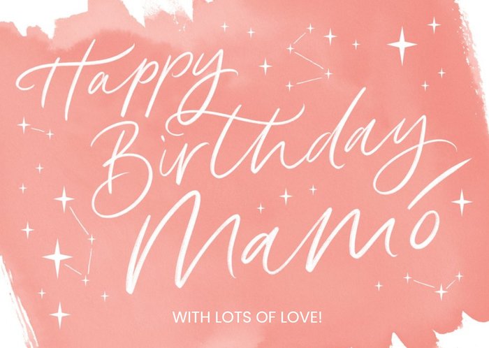 Irish Pink Calligraphy Mamó Birhday Card