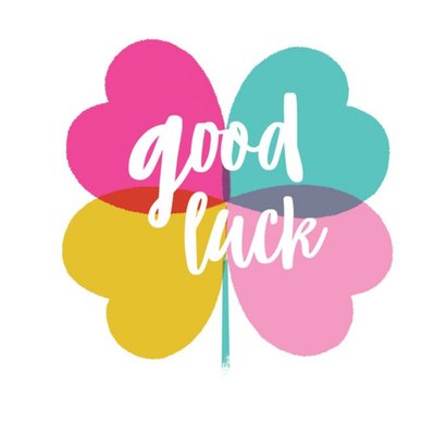 Good Luck Four Leaf Clover Colourful Card