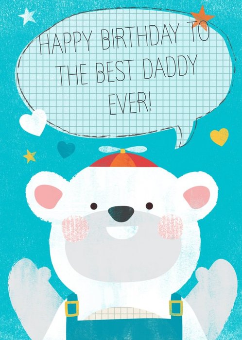 Cartoon Polar Bear Best Daddy Ever Personalised Happy Birthday Card For Dad