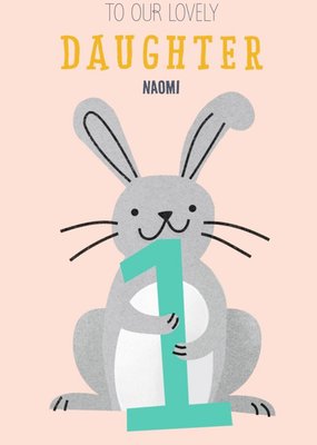 Cute illustrative Rabbit 1st Birthday Daughter Card