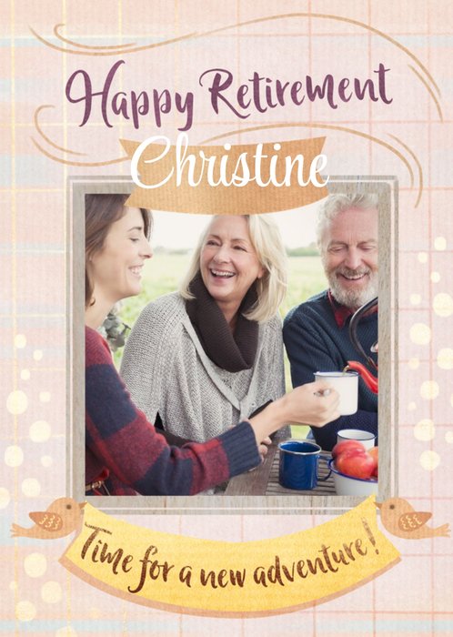 Happy Retirement Photo Upload Typographic Design Card