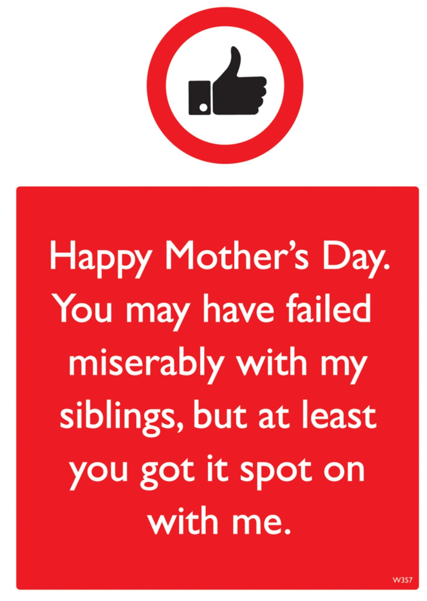 Moonpig Brainbox Candy Thumbs Up Warning Sign Poster Parody Typography Mother's Day Card