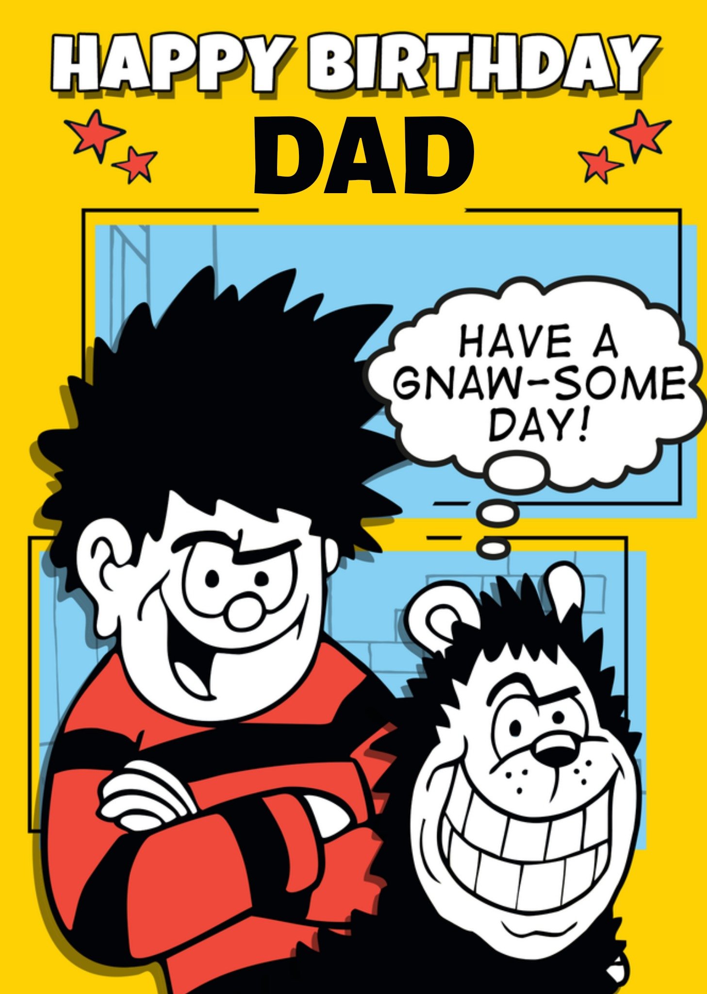 Moonpig Beano Dennis And Gnasher Dad Happy Birthday Card