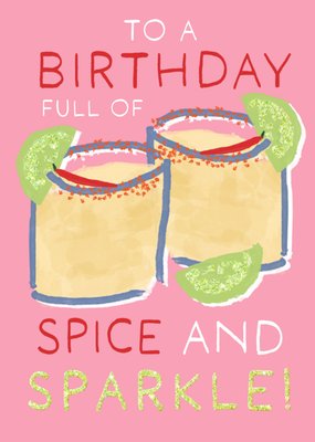 Spice And Sparkle Illustrated Cocktails Birthday Card