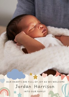 Our Hearts Are Full Of Joy New Baby Photo Upload Card
