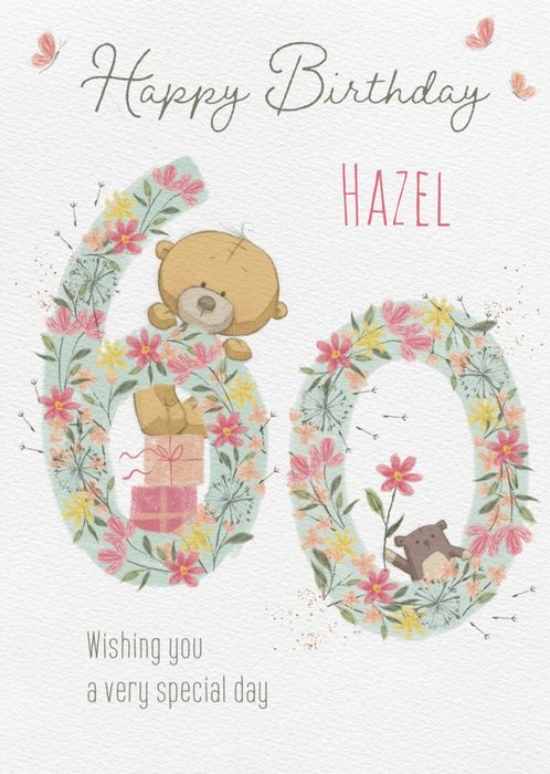 Cute Uddle Floral 60th Birthday Card