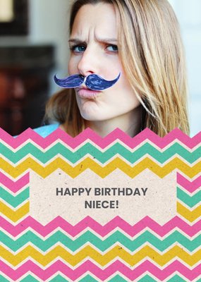 Zig Zag Personalised Photo Upload Happy Birthday Card For Niece