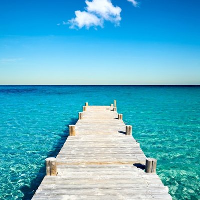 Beautiful Pier Blue Sea Photography Card