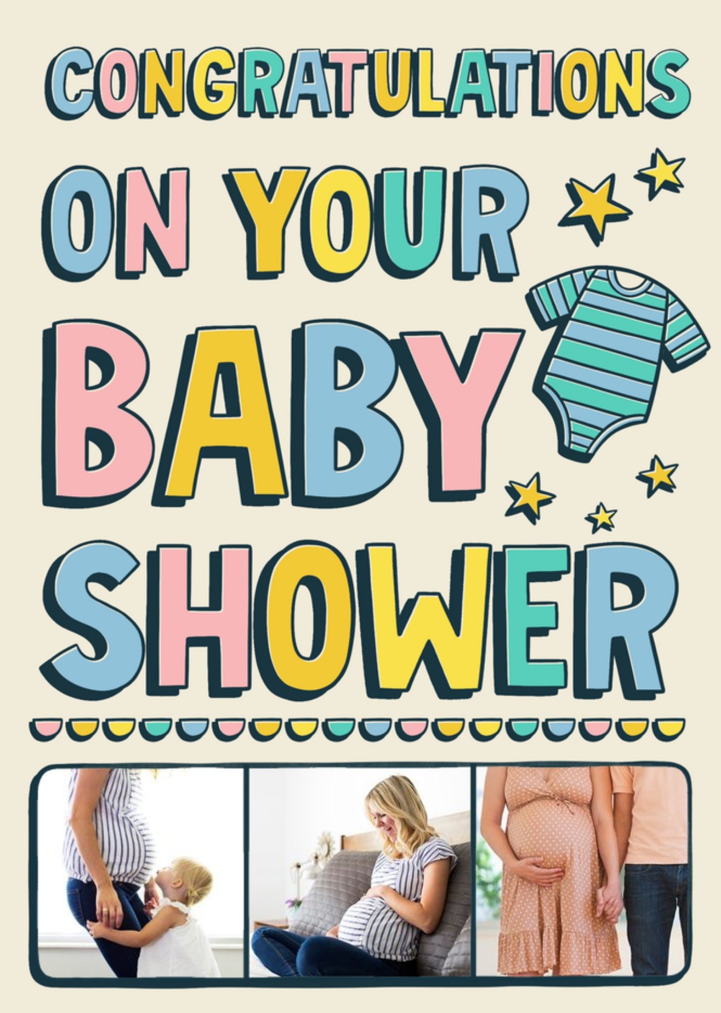 Moonpig Typographic Photo Upload Baby Shower Card