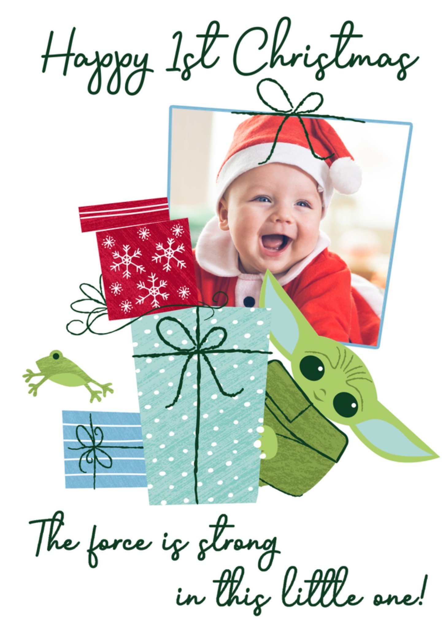 star Wars The Mandalorian Happy 1st Christmas Photo Upload Card