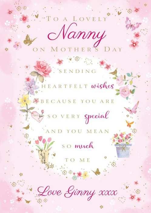 To A Lovely Nanny Mothers Day Card