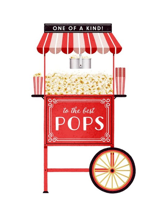 Folio Illustration Of Popcorn Cart. One Of A Kind.To The Best Pops Birthday Card