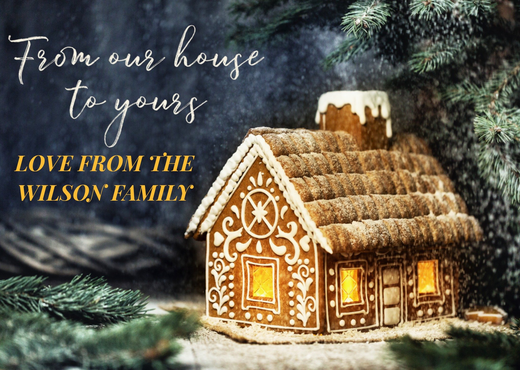 Moonpig Warm Cosy Gingerbread House Winter Scene Greetings Christmas Card
