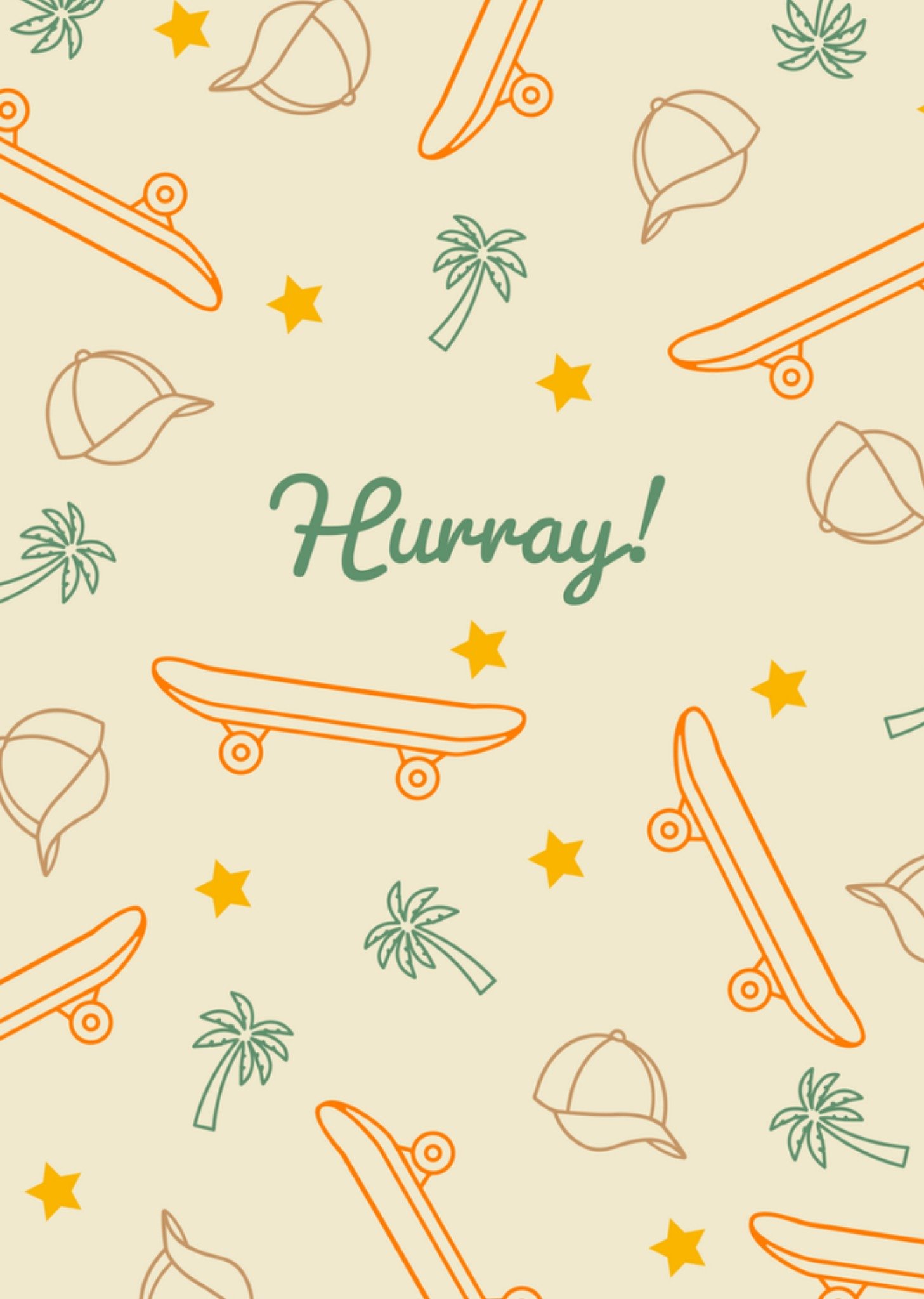 Moonpig Skateboard & Baseball Cap Patterned Birthday Card