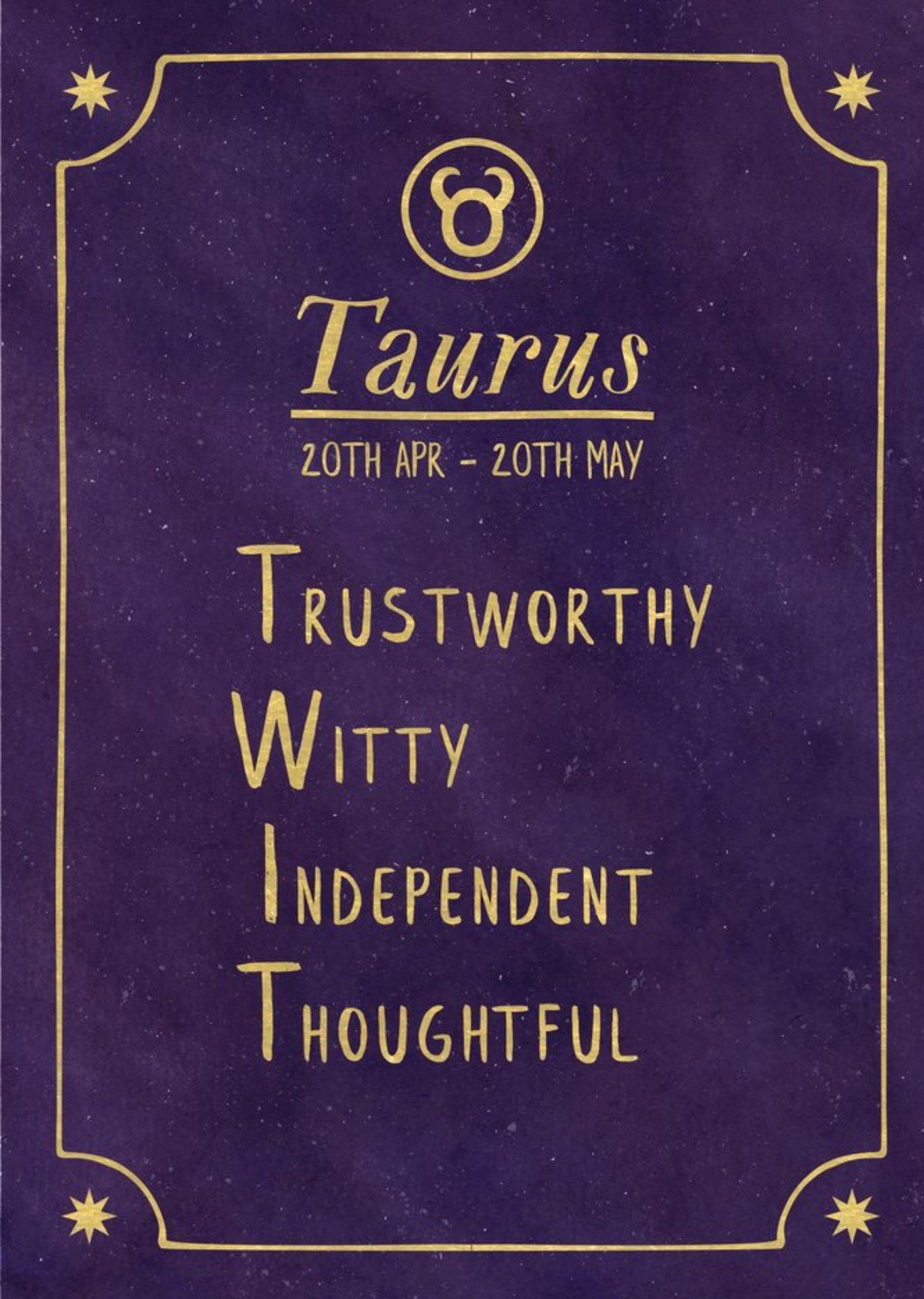 Moonpig Funny Rude Horoscope Birthday Card - Taurus
