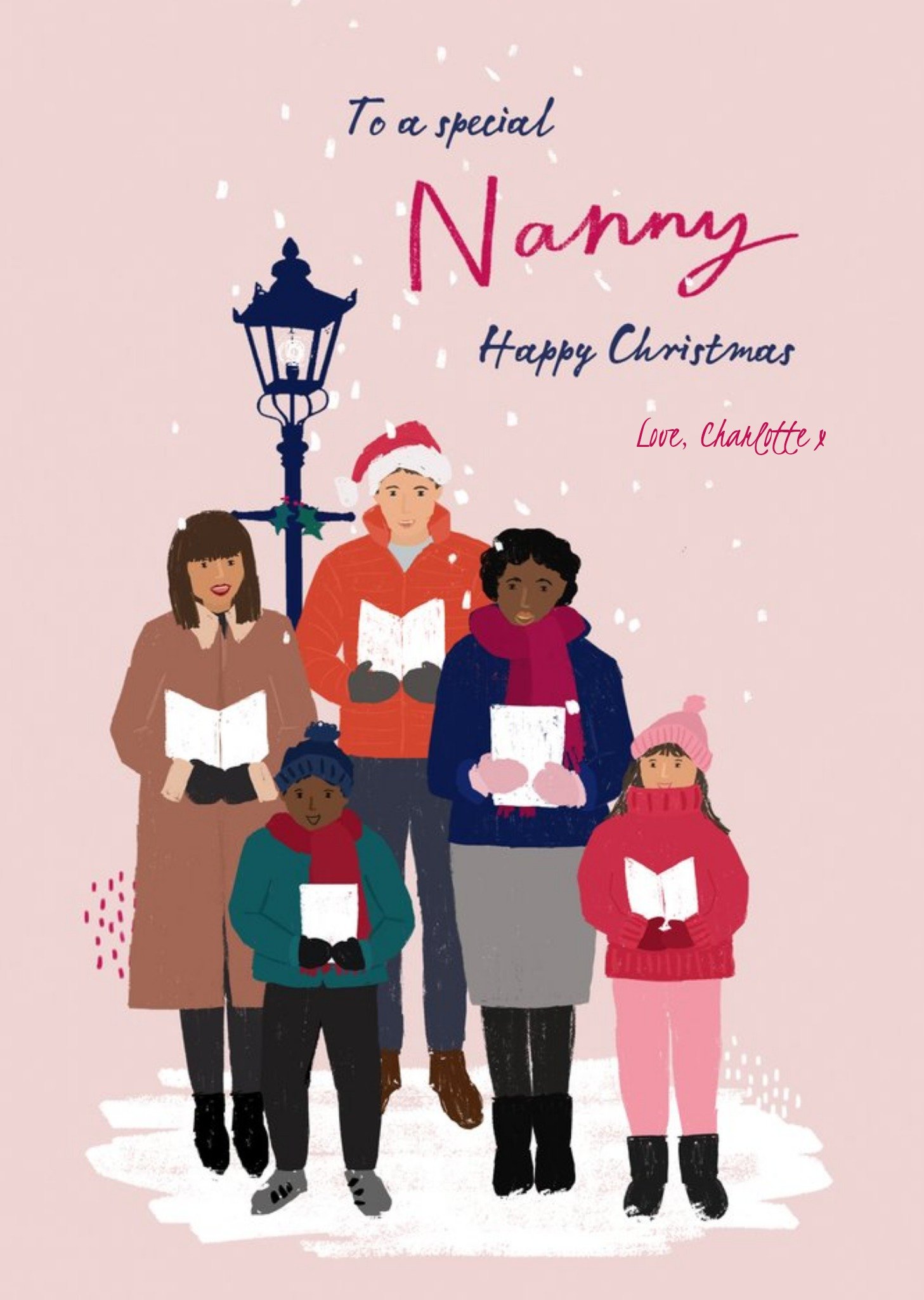 Moonpig Family Singing Christmas Carols For Nanny Chrsitmas Card