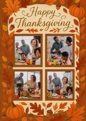 Autumn Leaves Photo Upload Collage Thanksgiving Card