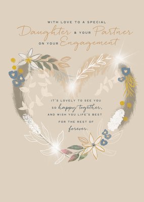 Daughter & Partner On Your Engagement Illustrated Card