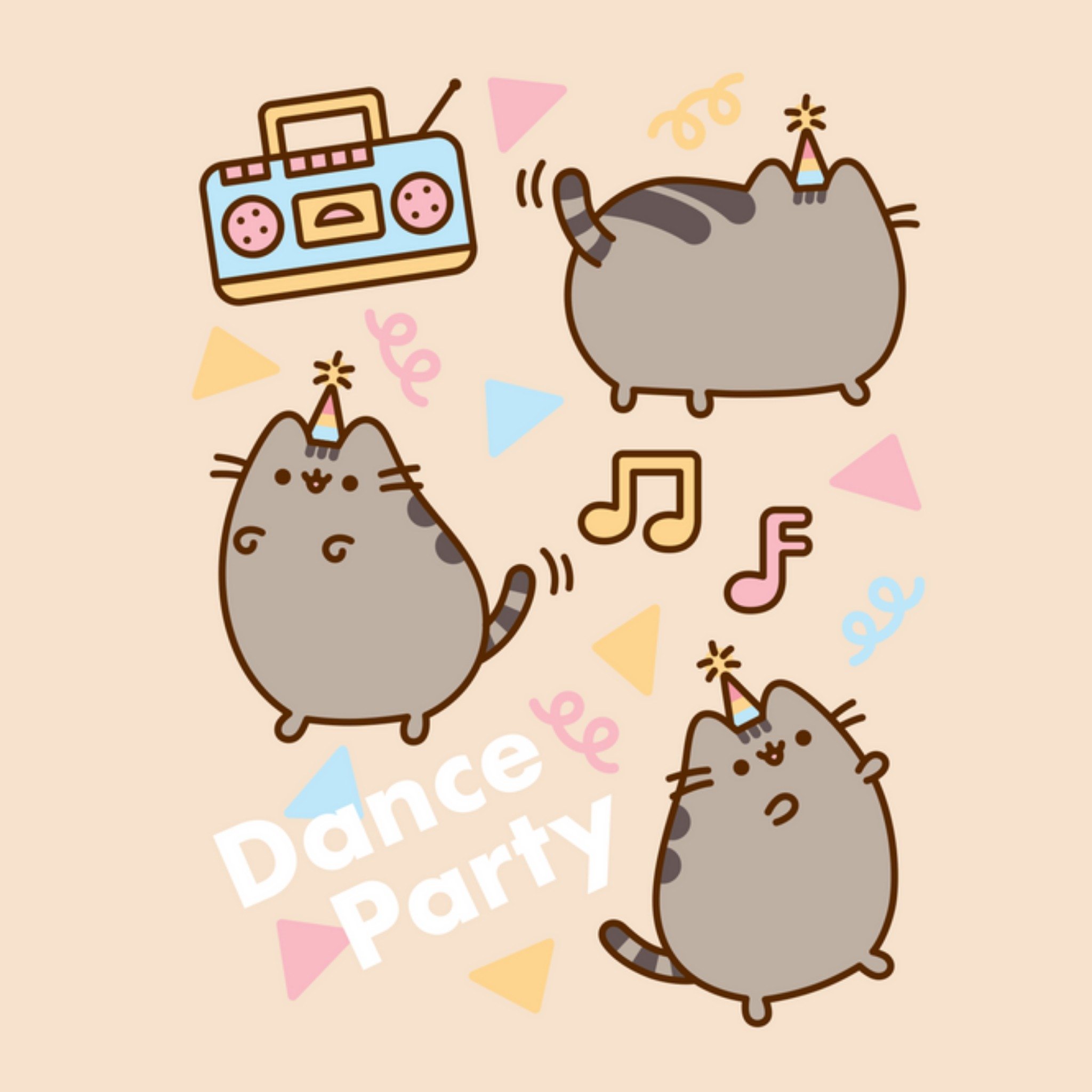 Moonpig Pusheen The Cat Dance Party Birthday Card, Square