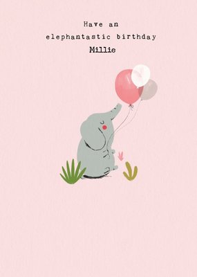 Cute Illustration of a Baby Elephant Have An Elephantastic Birthday Card