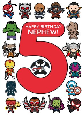 Marvel Comics Cartoon Characters Nephew 5th Birthday Card