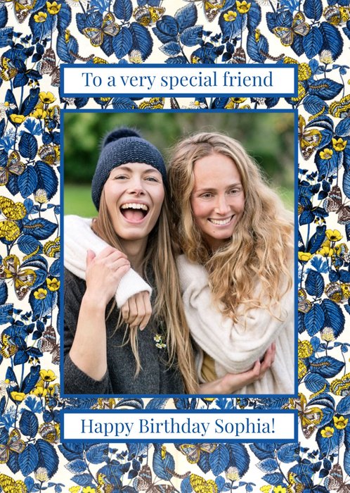 V&A Fashion and Textiles Collection Traditional Floral Special Friend Photo Upload Card