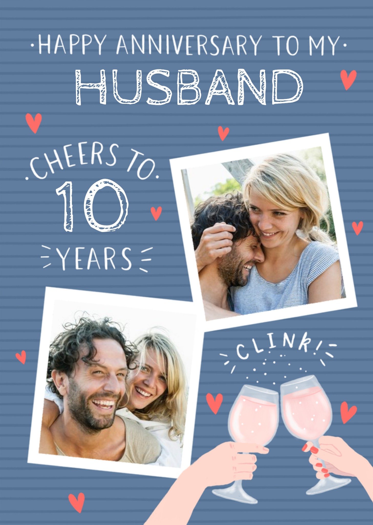 Moonpig Illustrated Photo Upload Husband Anniversary Card