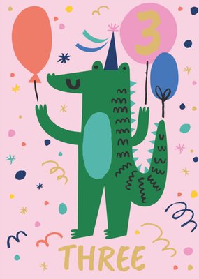 Rumble Cards Party Crocodile 3 Today Birthday Card