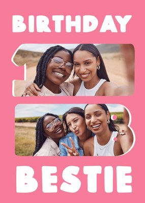 White Space 18th Birthday Bestie Photo Upload Card