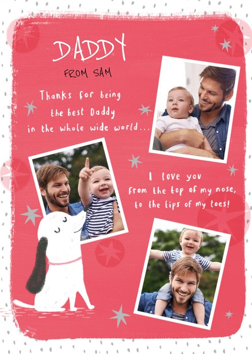 Cute Illustration Daddy From Me Thanks For Being The Best In The Whole Wide World Personalised Card