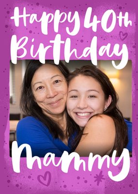 Purple Typographic Mummy 40th Birthday Card