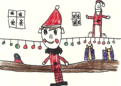 Santa & His Elf Christmas Card