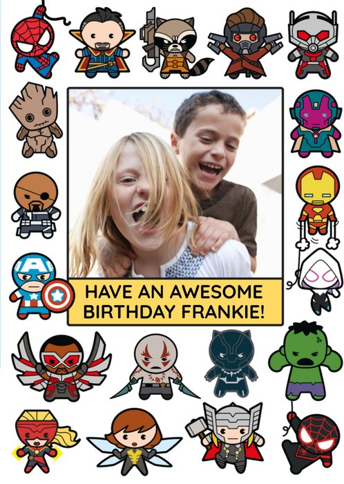 Marvel Comics Cartoon Characters Photo Upload Birthday Card