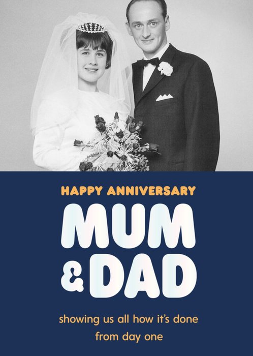 Photo Upload Typographic Mum & Dad Anniversary Card