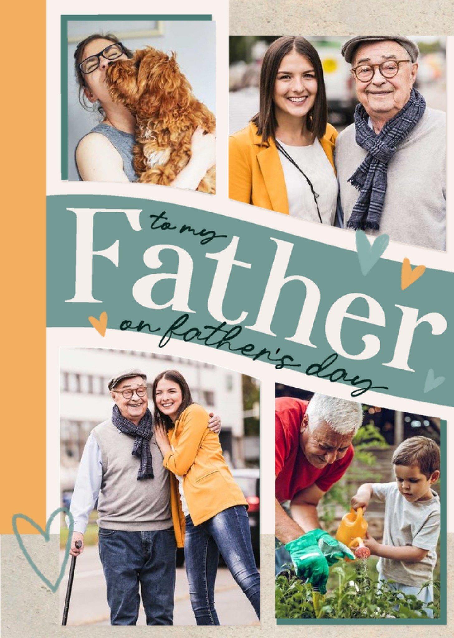 Moonpig Featuring Four Photo Frames With Handwritten Typography And Hearts Father's Day Photo Upload
