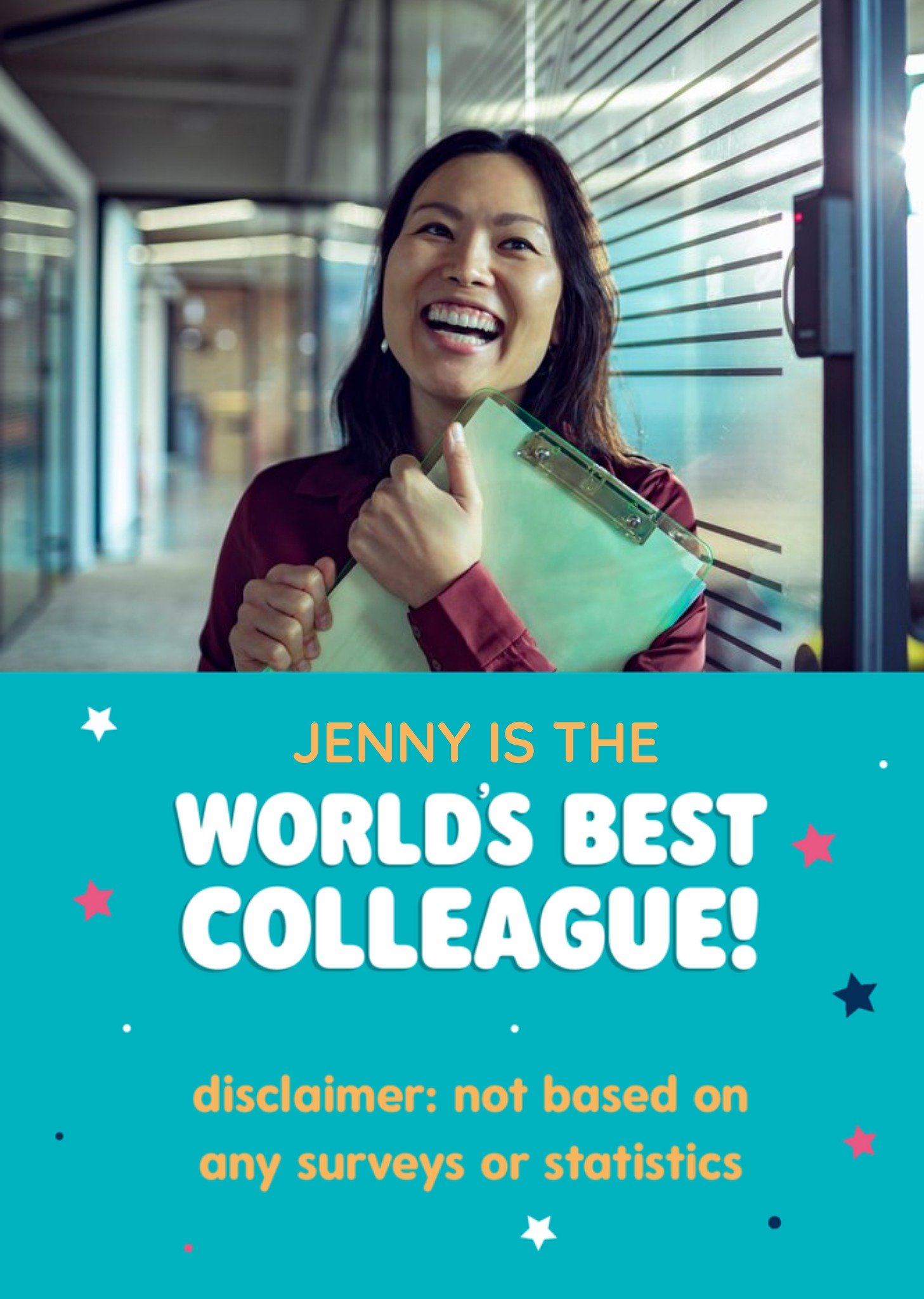 Moonpig Simple Typographic Design World's Best Colleague Photo Upload Card